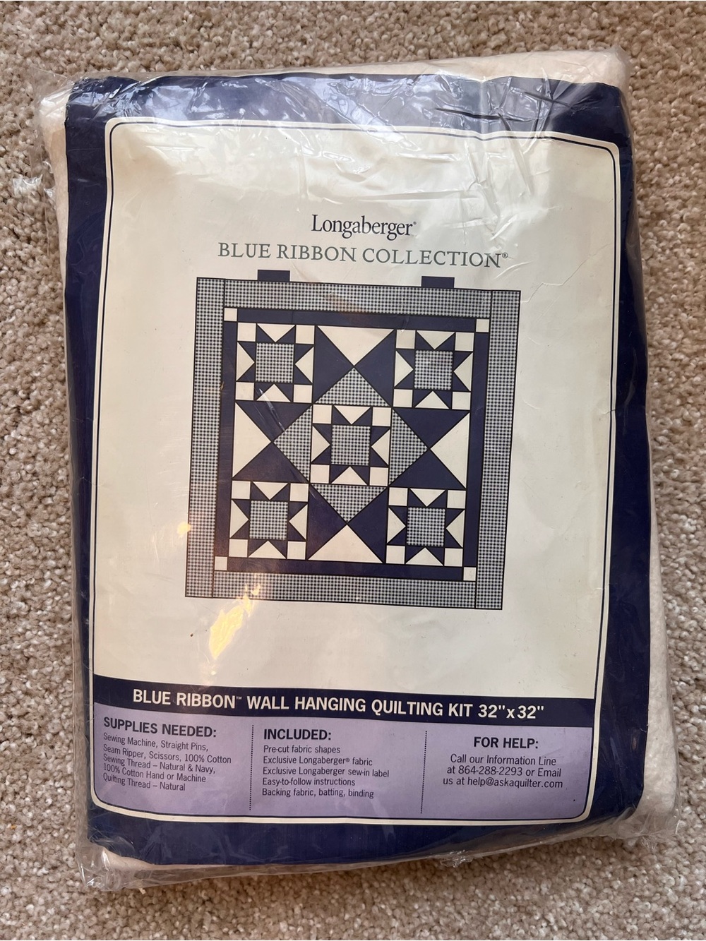 Longaberger Blue Ribbon Wall Hanging Quilting Kit